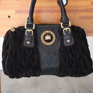 Vintage Juicy Couture Quilted Velour Leather Hobo Satchel Bag GUC